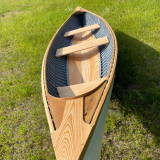 14 Foot Rushton Wooden Canoe, on the lawn