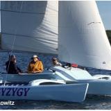 John Marples design and built 21' folding trimaran, undersail