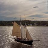 MARY E under sail in the Kennebec River. Photo ©Dennett Photography.